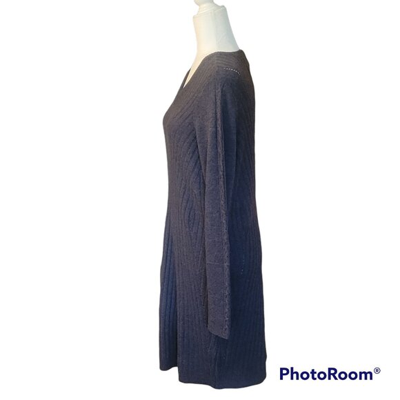 Aventura Karissa Wool Cashmere Silk Long Sleeve V Neck Sweater Dress Sz M - Picture 5 of 12